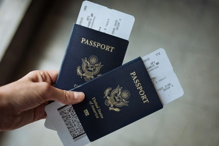 Two U.S. passports with boarding passes
