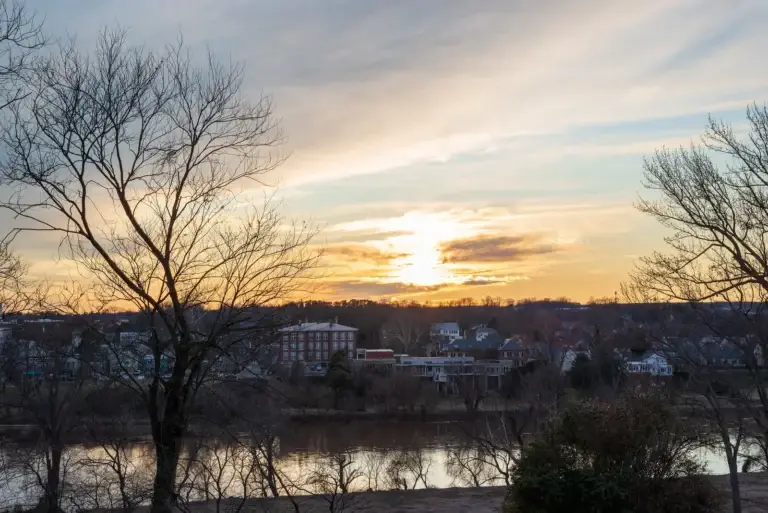 Sunset over Fredericksburg, Virginia, across the Rappahannock River