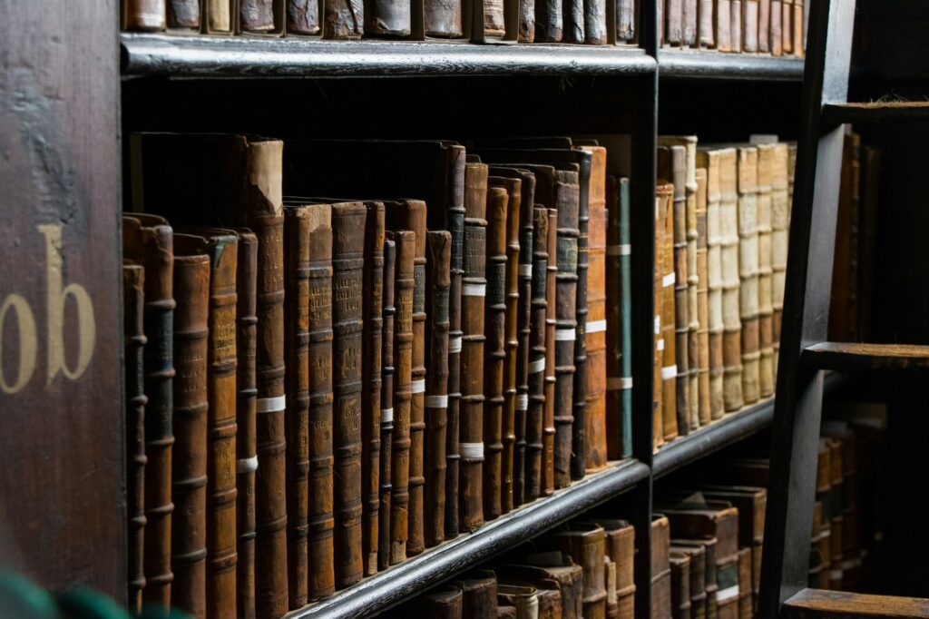 Shelves of old law books